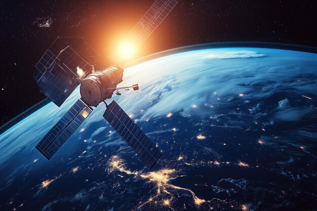 In space satellites with solar panels are being used to support earth global internet