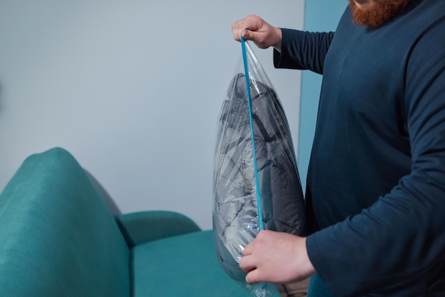 Space saver saving seal bag sucking air vacuum clothing storage\
compressed package