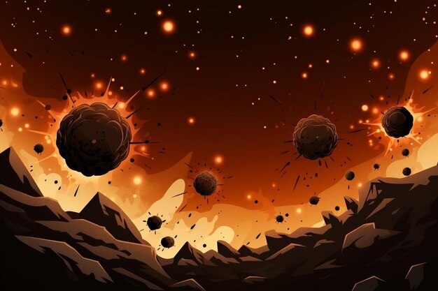 Space scene background with meteorites