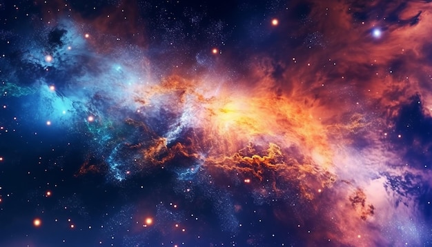 A space scene with a nebula and stars