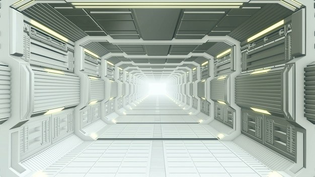 Space Ship Corridor 3d Render