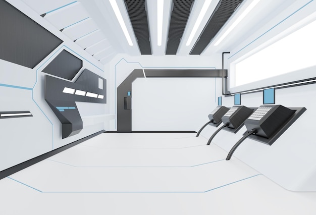 Photo space ship futuristic interior 3d background