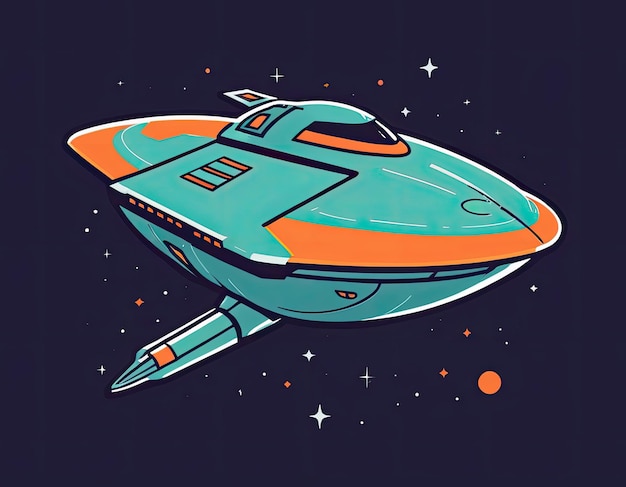 Photo space ship illustration in space on a neutral background