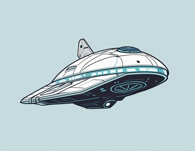 Photo space ship illustration in space on a neutral background