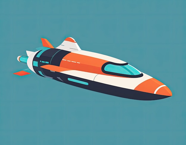 Space ship illustration in space on a neutral background