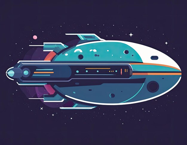 Photo space ship illustration in space on a neutral background