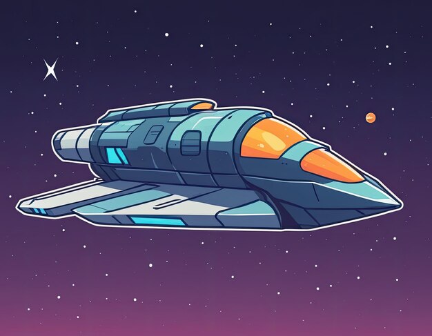 Photo space ship illustration in space on a neutral background