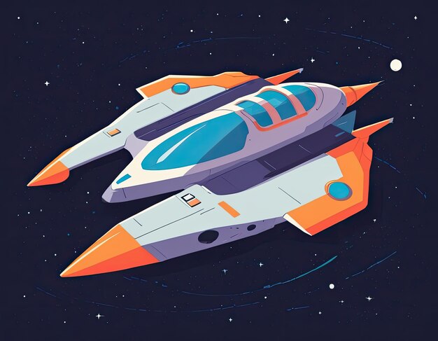 Photo space ship illustration in space on a neutral background