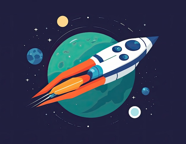 Photo space ship illustration in space on a neutral background