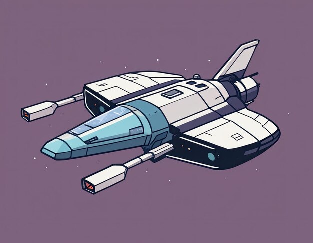 Photo space ship illustration in space on a neutral background