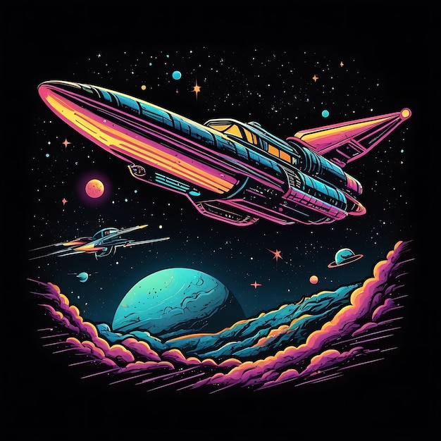 Space ship illustration in space