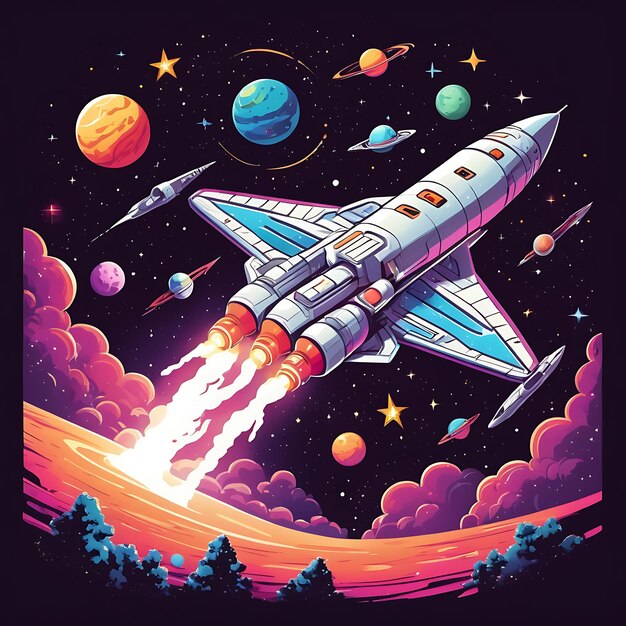 Space ship illustration in space