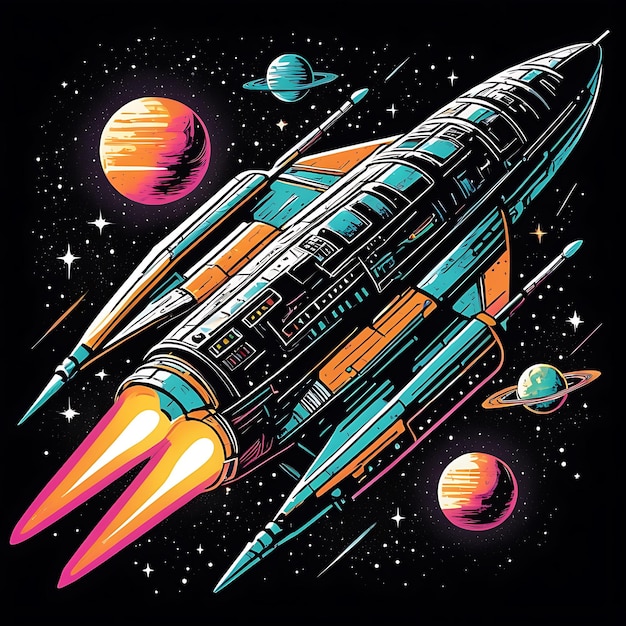 Space ship illustration in space