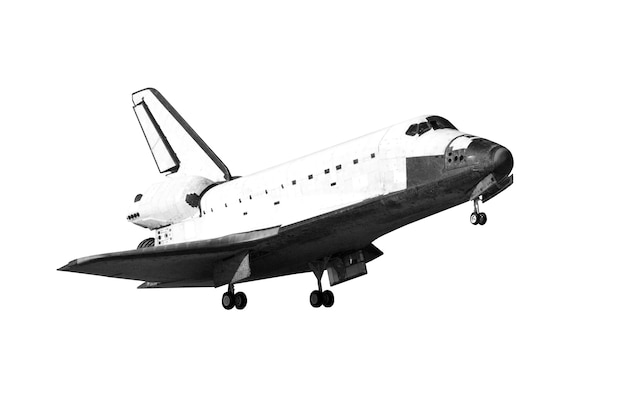 Space Shuttle geïsoleerd op een witte achtergrond met uitknippad