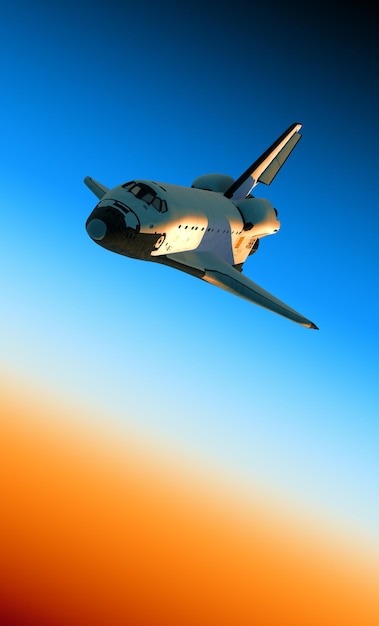 Space Shuttle Landing In Atmosphere 3D Illustration