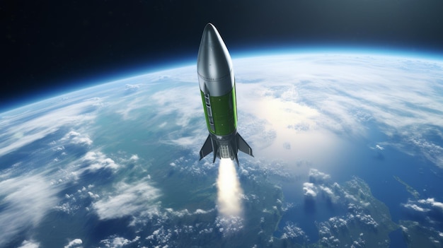 A space shuttle soaring above the Earth39s atmosphere