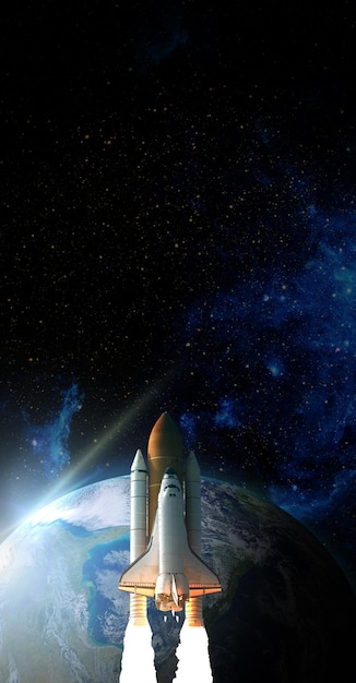 Space Shuttle stijgt op in de ruimte Elementen van deze afbeelding geleverd door NASA