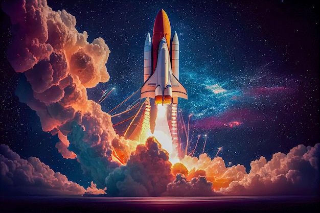 Space shuttle takeoff illustration Generative AI Generative AI