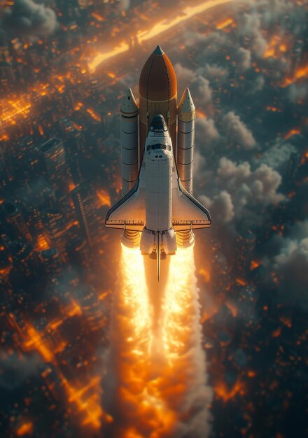スペースシャトルはミッションを開始 ロケットは宇宙コンセプトに開始します