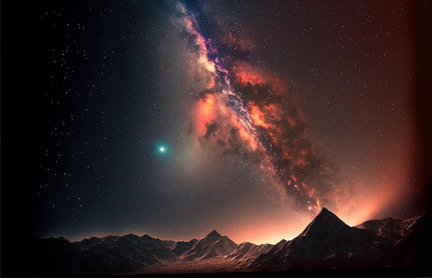 Космическое небо над горами Млечный путь и космос