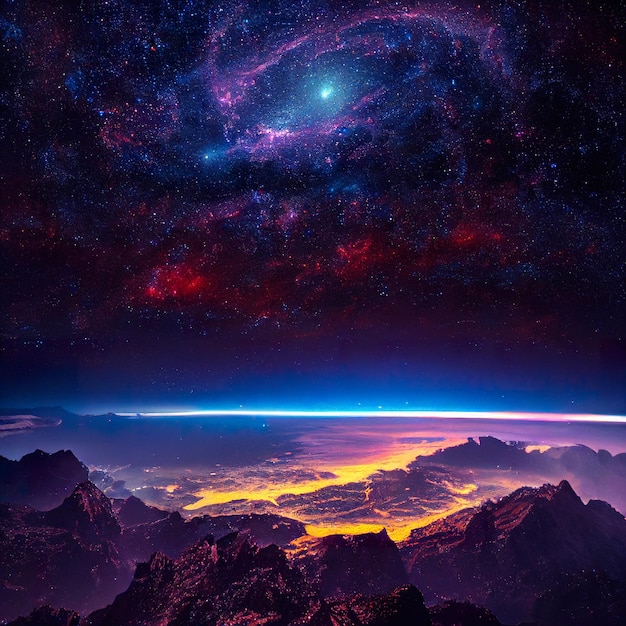 宇宙の星と銀河の背景デジタル イラスト