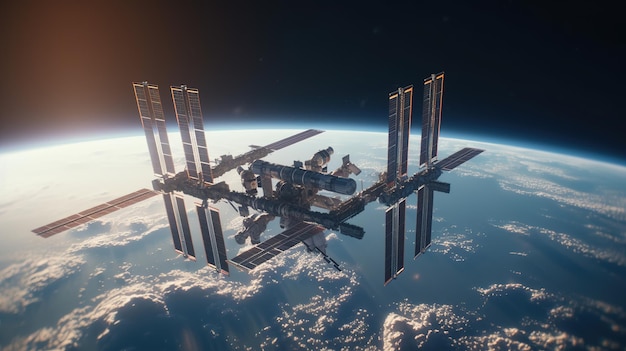 Space station on a background of earth