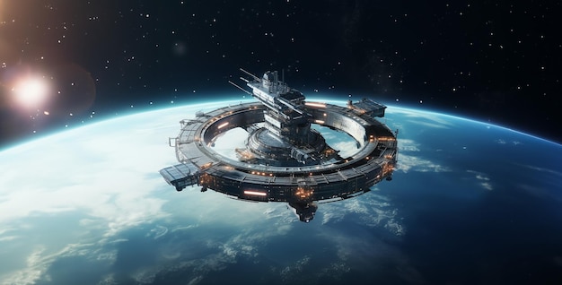 Space station in the middle of space hd wallpaper