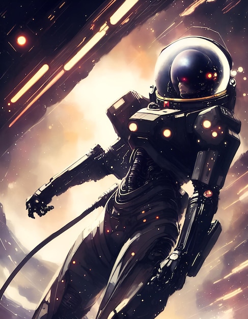 A space suit with a man in a space suit with a helmet on.