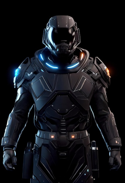 Space suits isolated on dark background Ai generated