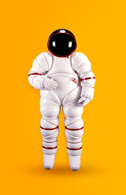 Space suits isolated on yellow background Elements of this image furnished by NASA