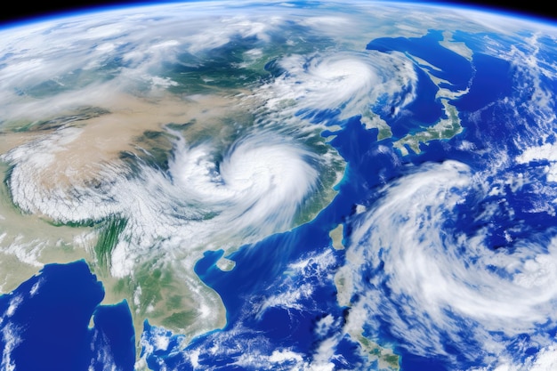 Space view showcasing the powerful formation of a cyclone