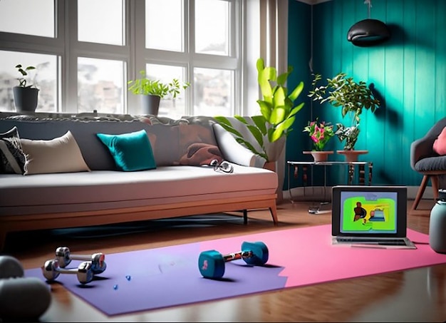 A space for virtual workout sessions gym interior exercise equipment