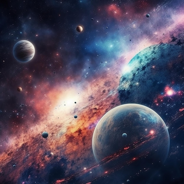 Space wallpaper with a nebula and planets