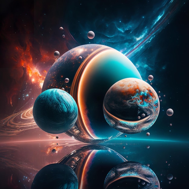 A space wallpaper with planets and galaxy