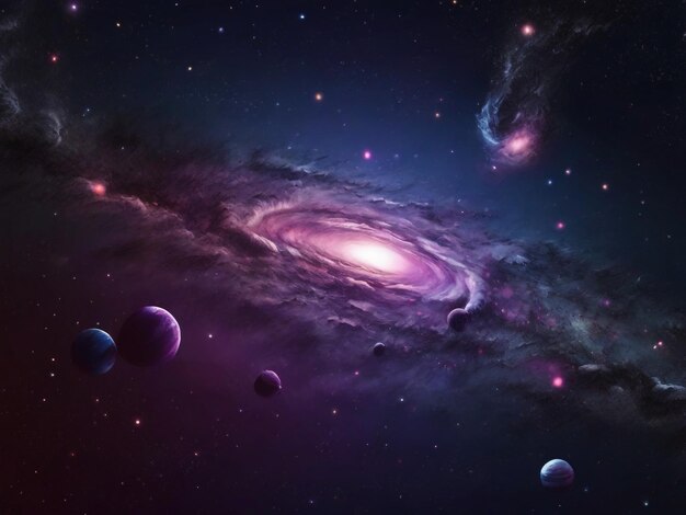 Photo a space with stars and planets in the universe