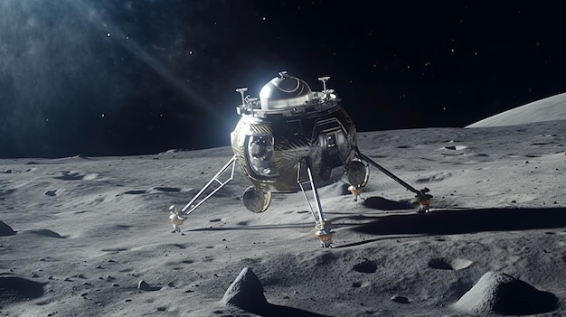 A spacecraft landing on the moon's surface AI generated