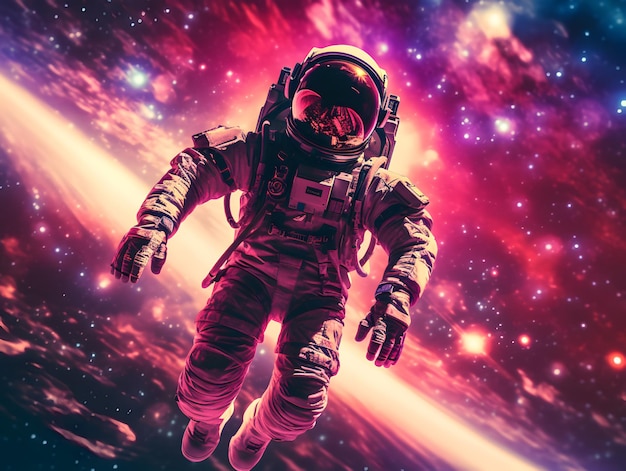 Photo a spaceman or astronaut floating in the space