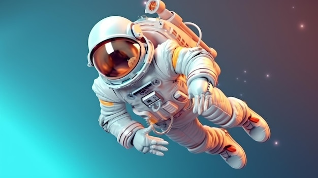 Photo spaceman astronaut flying with rocket 3d illustration design ai generative