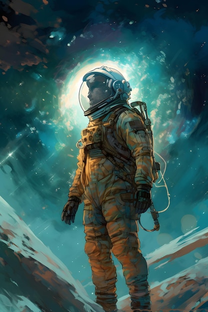 A spaceman in a space suit