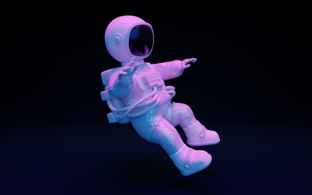 Spaceman with fantastic lights 3d rendering