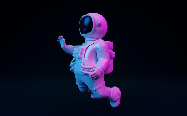 spaceman with fantastic lights 3d rendering
