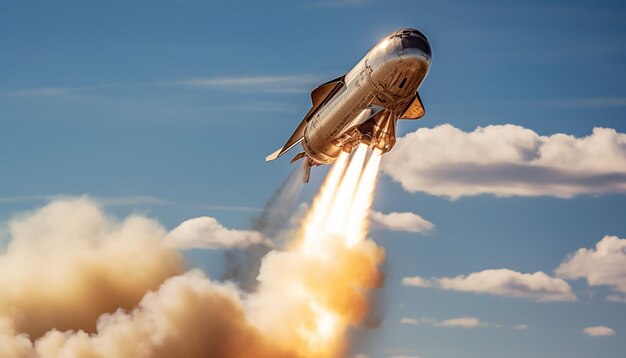 Foto il propulsore della nave spaziale in azione