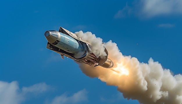 Foto il propulsore della nave spaziale in azione