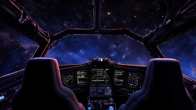 Photo spaceship cockpit ambience for cosmic travel