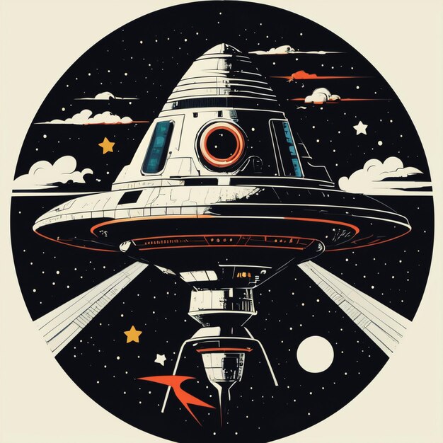 Foto spaceship en star t-shirt ontwerp