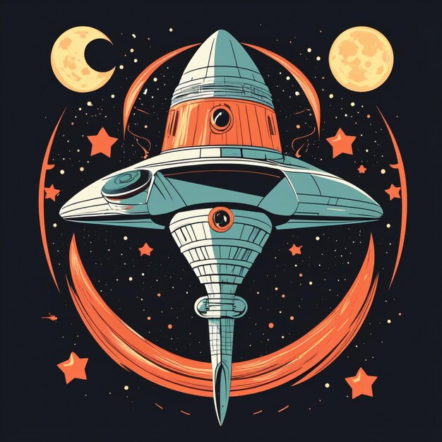 Foto spaceship en star t-shirt ontwerp