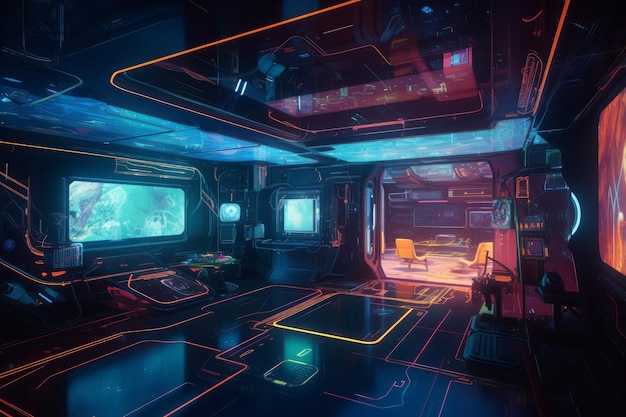 Photo spaceship interior generate ai