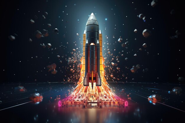 Spaceship launch for exploration galaxy Space Rocket Generative AI