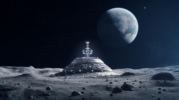 宇宙船が月面に着いた