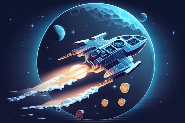Космический корабль, работающий на биткойнах, направляется к Луне. Фондовый рынок как летающий крипто-рост